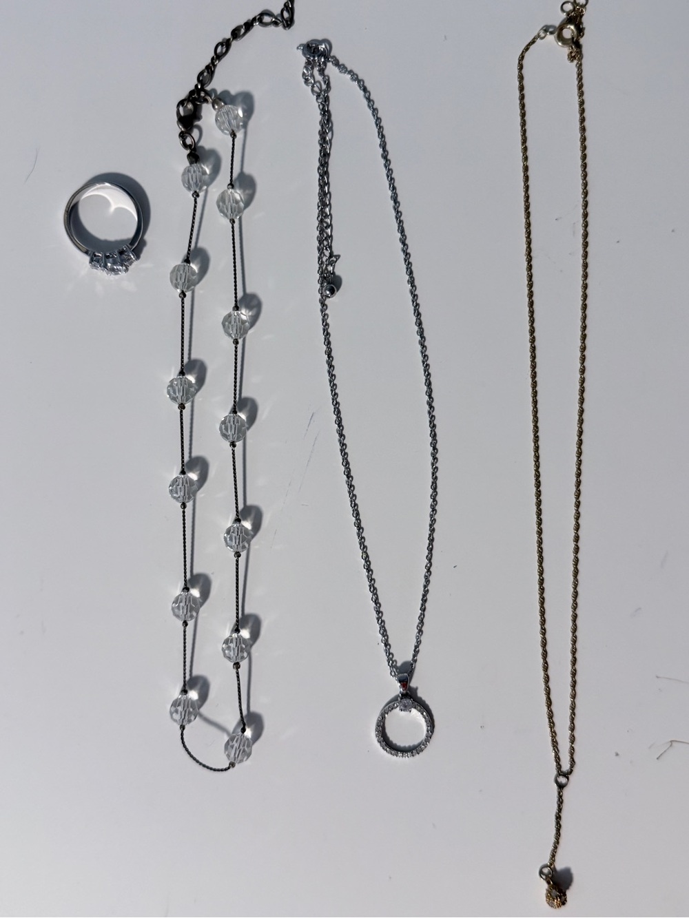 Bundle - Silver Pendant - Clear/Silver Necklace - Gold Pendant - Silver Ring